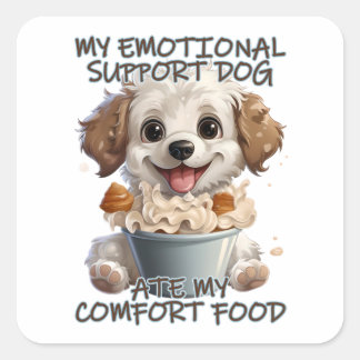 Sticker Carré Soutien émotionnel Chien Confort Aliments