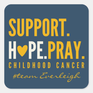 Sticker Carré soutien pour le cancer de l'enfance Nom personnali