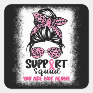 Sticker Carré Soutien Squad Messy Bun Pink Warrior Cancer du sei