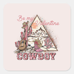 Sticker Carré Soyez Mon Cowboy Valentine