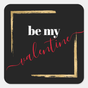 Sticker Carré Soyez mon Valentine Black Modern