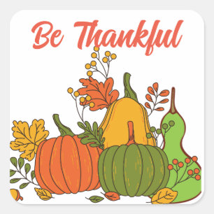 Sticker Carré Soyez reconnaissant Thanksgiving thème