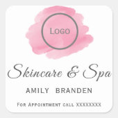 Sticker Carré Spa texte bleu rose aquarelle (Devant)