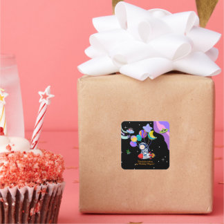 Sticker Carré Space Birthday Party Theme | Galaxy Theme Decor