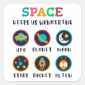 Sticker Carré Space keeps us wondering (Devant)