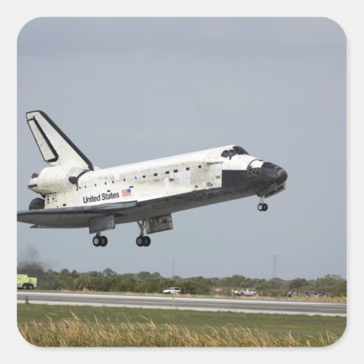 Sticker Carré Space Shuttle Discovery approche l'atterrissage 3 (Devant)