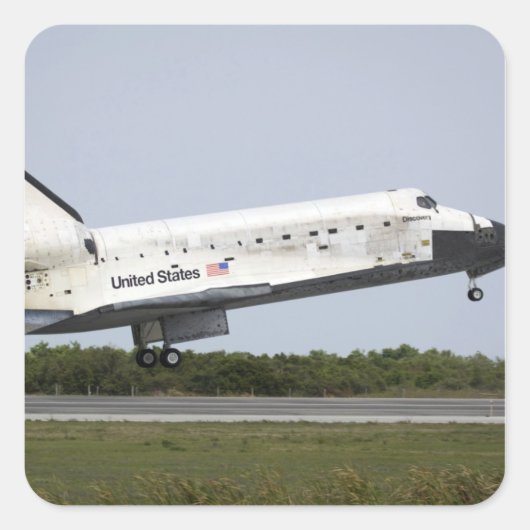 Sticker Carré Space Shuttle Discovery approche l'atterrissage 4 (Devant)