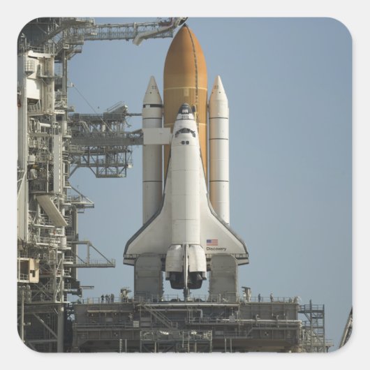 Sticker Carré Space Shuttle Discovery est prêt (Devant)