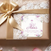 Sticker Carré Spanish Mis XV Exquisite Floral Orchids Bouquets