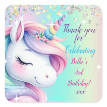 Sparkle Pastel Rainbow Unicorn Anniversaire Invita