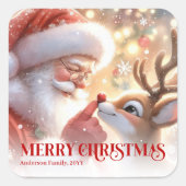 Sticker Carré Sparkling Santa Rudolph Personalized Christmas   (Devant)