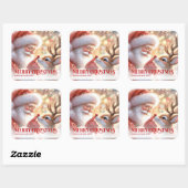 Sticker Carré Sparkling Santa Rudolph Personalized Christmas   (Feuille)