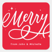 Sticker Carré Sparkly Bubbly Script Merry Holiday (Devant)