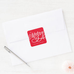 Sticker Carré Sparkly Bubbly Script Merry Holiday