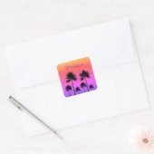 Sticker Carré Sparkly Palm Trees Gradient Sunset Personalised (Enveloppe)