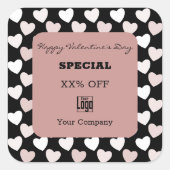Sticker Carré Special Saint Valentin moderne rose noir (Devant)