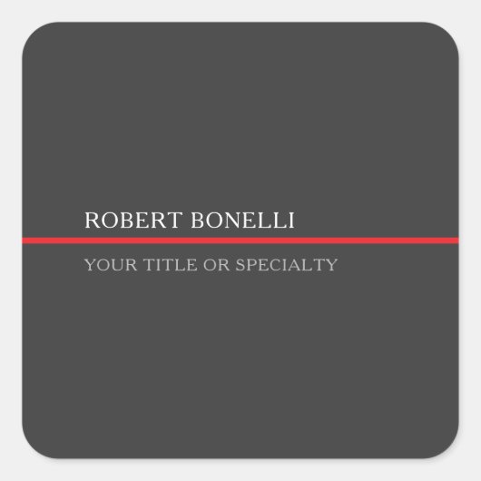 Sticker Carré Special Unique Grey Red Elegant Modern (Devant)