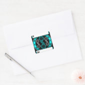 Sticker Carré Sperons et Diamants en turquoise (Enveloppe)