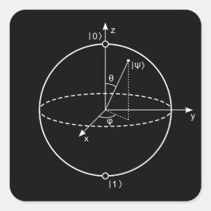 Sticker Carré Sphère Bloch   Physique / Maths Quantum Bit