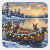 Sticker Carré Sphynx Cat Christmas Boat Holiday (Devant)