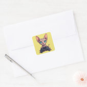 Sticker Carré Sphynx Cat Holding Game Controller (Enveloppe)