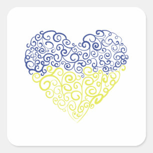 Sticker Carré Spiral tourbillons mehandi coeur drapeau ukrainien