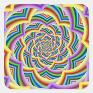 Sticker Carré Spirale de Chevron Courbé Coloré
