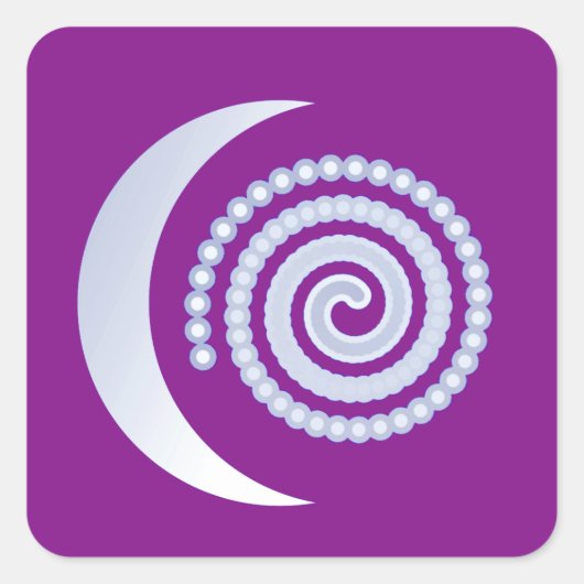 Sticker Carré Spirale de lune d'argent sur violet (Devant)