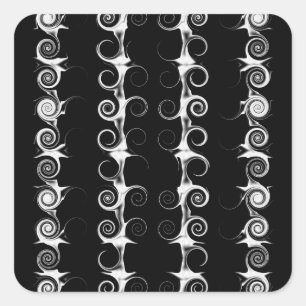 Sticker Carré Spirales et volutes motif noir et blanc