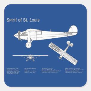Sticker Carré Spirit of St. Louis - Plan directeur de l'avion AB