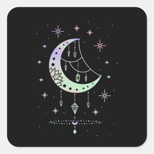 Sticker Carré Spirituel Pastel Goth Moon Witchy (Devant)