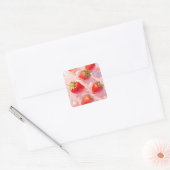 Sticker Carré Splash fraise (Enveloppe)