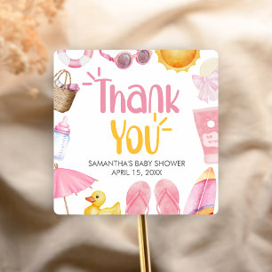 Sticker Carré Splish Splash Baby Shower d'été