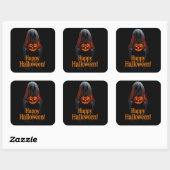 Sticker Carré Spooky Ghost with Pumpkin – Happy Halloween  (Feuille)