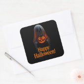 Sticker Carré Spooky Ghost with Pumpkin – Happy Halloween  (Enveloppe)