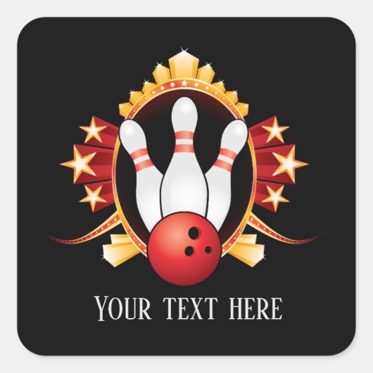 Sticker Carré sport de bowling mignon ajouter du texte (Devant)