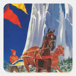 Sticker Carré Sports d'hiver à Yosemite PosterYosemite, CA