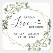 Sticker Carré Spread Love Geometric Eucalyptus Mariage Sanitizer (Devant)