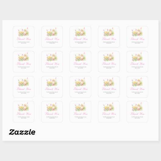 Sticker Carré Spring Chick Easter Brunch (Feuille)