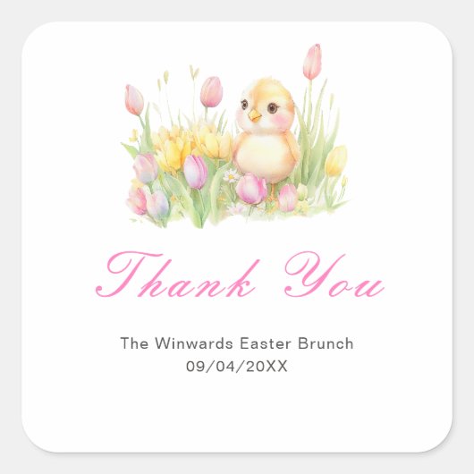 Sticker Carré Spring Chick Easter Brunch (Devant)