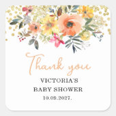 Sticker Carré Spring Floral Baby Shower  (Devant)