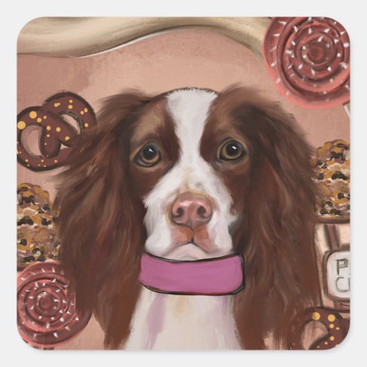 Sticker Carré Springer Spaniel anglais (Devant)