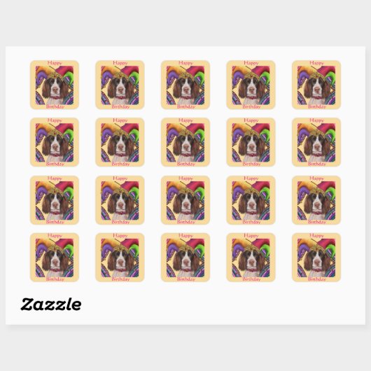 STICKER CARRÉ SPRINGER SPANIEL ANGLAIS  (Feuille)