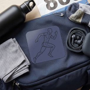 Sticker Carré Sprinteur d'art en ligne continue courant