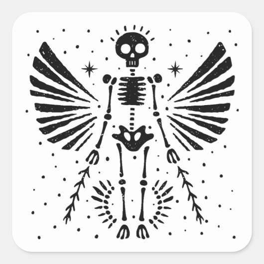 Sticker Carré Squelette ange Noël gothique (Devant)