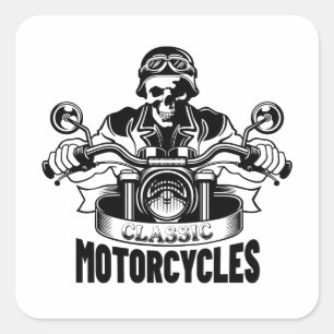 Sticker Carré Squelette de moto classique