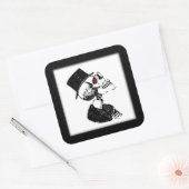 Sticker Carré Squelette des yeux rouges (Enveloppe)