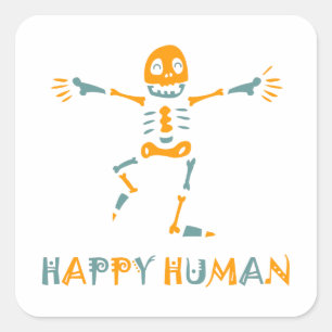 Sticker Carré Squelette humain heureux