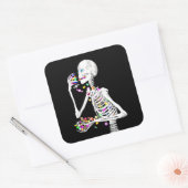 Sticker Carré Squelette Manger Halloween Candy (Enveloppe)