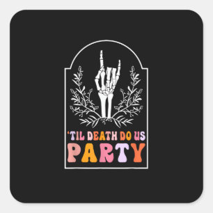Sticker Carré Squelette rétro groovy de fête de bachelorette Jus